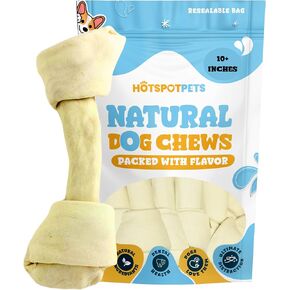 hotspot pets 10 Inch Large Rawhide Dog Chew Bones - Made from Grass Fed Cows - Long Lasting Dog Chews Great for Dental & Oral Care - Dog Bones for Aggressive Chewers & Large Dogs (10 Inch - 1 Count)