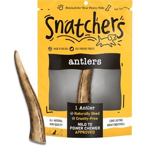Snatchers Deer Antlers for Mild to Aggressive Chewers – Durable, Naturally Shed Antlers for Dogs Processed in The USA, No Additives (Small, 1 Count)