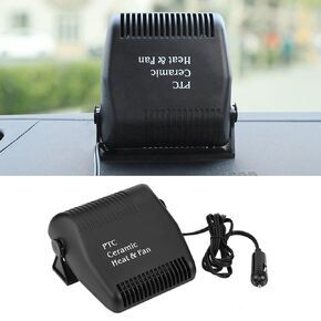 Qiilu 12V Car Heater, 150W Electionic Auto Defrost Defogger, 2 in 1 Portable Heating/Cooling Fan, Windshield Defroster Automobile Heater Warmer Vehicle 180 Degree Rotary