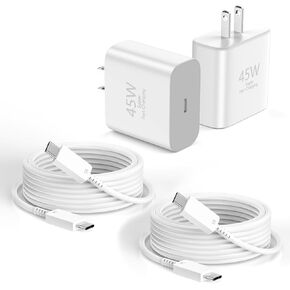 USBC Charger for iPhone 16 Charger, tiavalmax USB C Charger, 2-Pack 45W PPS Super Fast Compact USB C Charger Block with 10ft USB C Cable for iPhone 16/15/15 Plus/16 Pro Max, iPad Pro, Pixel, Galaxy