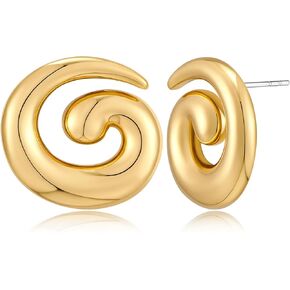 HESSAWELL Disc Pendant Earrings Gold Statement Textured Round Dangle Earrings for Women Jewelry