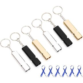 6 PCS Premium Safety Survival Whistles with Lanyard Keychain, Emergency Whistles, Lifeguard Safety Whistle, Loud Survival Whistle, Safety Whistles for Outdoor Camping and Various Competitions