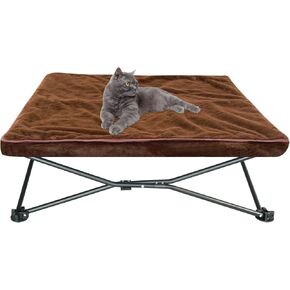 unp Outdoor Dog Bed - Portable, Elevated Camping Dog Cot for Indoor, Courtyard & Travel, Breathable Textilene Mesh, Comfortable with Removable & Washable Cover (Grey, L PRO)