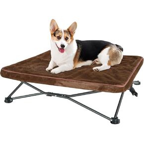 unp Outdoor Dog Bed - Portable, Elevated Camping Dog Cot for Indoor, Courtyard & Travel, Breathable Textilene Mesh, Comfortable with Removable & Washable Cover (Grey, L PRO) in Kuwait