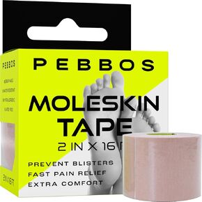 Moleskin Tape - 1in x 16ft - Blister Prevention Tape, Foot Padding Tape | Water Resistant & Hypoallergenic | Thin Mole Skin Padding & Athletic Tape for Running, Hiking, Walking - 2 Rolls