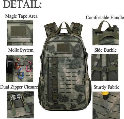 Tactical Backpack, 30L Military Daypack Molle Army 3 Day Assault (Black) in Saudi Arabia