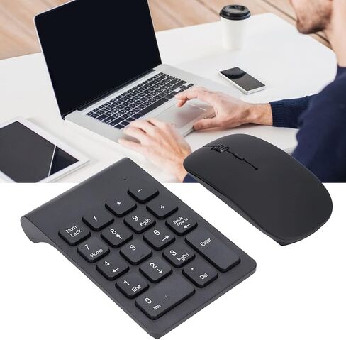لوحة مفاتيح وماوس Yunir BT، لوحة أرقام 2.4G 18 مفتاحًا، ملحقات لوحة مفاتيح رقمية للمحاسبة المالية الصامتة المحمولة مع ماوس لأجهزة الكمبيوتر المحمول والكمبيوتر الشخصي وسطح المكتب والكمبيوتر المحمول in Saudi Arabia