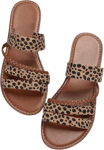 Verdusa Women's Braided Strappy Flat Sandals Summer Slides Open Toe Beach Shoes in Saudi Arabia