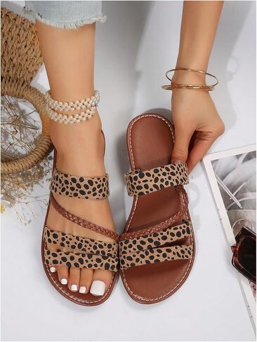 Verdusa Women's Braided Strappy Flat Sandals Summer Slides Open Toe Beach Shoes in Saudi Arabia