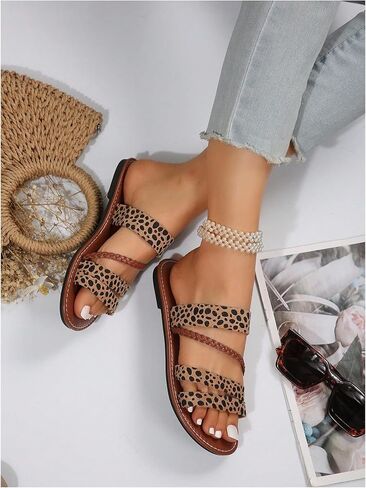 Verdusa Women's Braided Strappy Flat Sandals Summer Slides Open Toe Beach Shoes in Saudi Arabia