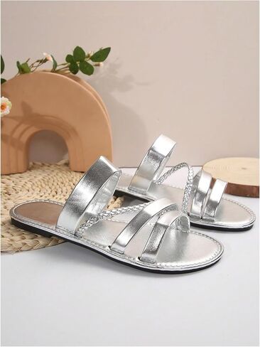 Verdusa Women's Braided Strappy Flat Sandals Summer Slides Open Toe Beach Shoes in Saudi Arabia