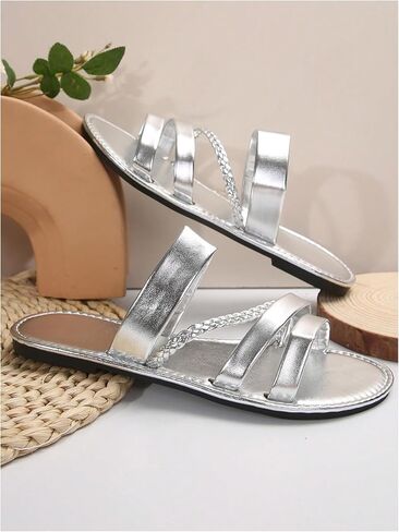 Verdusa Women's Braided Strappy Flat Sandals Summer Slides Open Toe Beach Shoes in Saudi Arabia