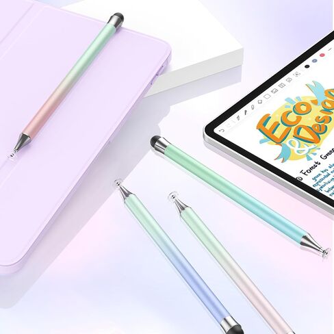 قلم شاشة لمس (4 قطع)، قلم شاشة 2 في 1 لجهاز iPad، أطراف مطاطية عالية الدقة والحساسية وقرص متوافق مع أجهزة iPad/iPhone/Android اللوحية وجميع أجهزة شاشات اللمس (خفيف) in Kuwait