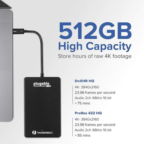 محرك أقراص SSD NVMe خارجي Thunderbolt 3 بسعة 512 جيجابايت قابل للتوصيل (حتى 2400 ميجابايت/1800 ميجابايت في R/W) in Kuwait