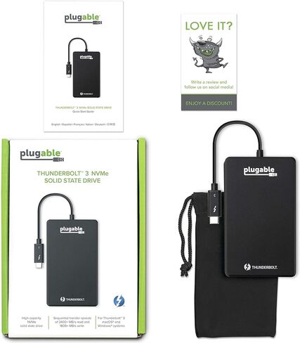 محرك أقراص SSD NVMe خارجي Thunderbolt 3 بسعة 512 جيجابايت قابل للتوصيل (حتى 2400 ميجابايت/1800 ميجابايت في R/W) in Kuwait