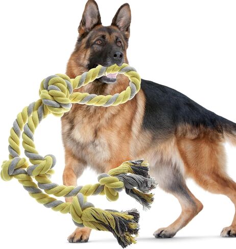 Rope Toy for Dogs，Large Dog Rope Toys for Aggressive Chewers, Heavy Duty Dog Toys for Large Medium Breed, Indestructible Tough Rope Chew Toys Tug of War Dog Toy Cotton Rope for Teeth Cleaning in Kuwait