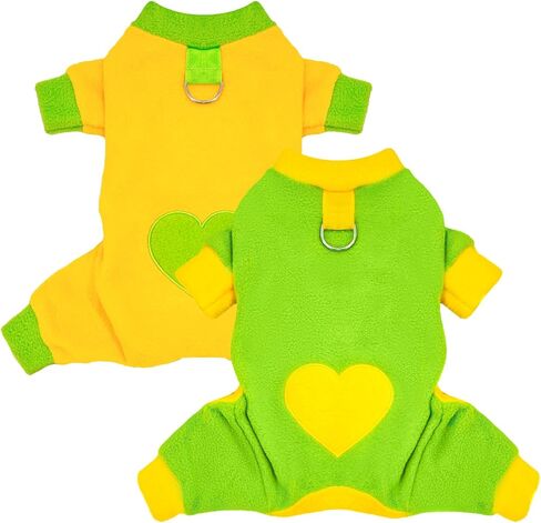 2 Pack Dog Pajamas Small Sized Dog Fleece Pajamas Cute Dog Fleece Sweater Doggy Sweater Love Pattern Onesies for Dog Pjs Small Dog Clothes in Saudi Arabia