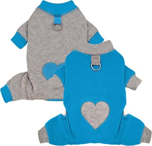 2 Pack Dog Pajamas Small Sized Dog Fleece Pajamas Cute Dog Fleece Sweater Doggy Sweater Love Pattern Onesies for Dog Pjs Small Dog Clothes in Saudi Arabia