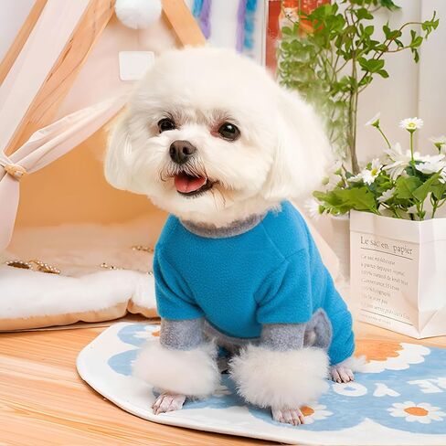 2 Pack Dog Pajamas Small Sized Dog Fleece Pajamas Cute Dog Fleece Sweater Doggy Sweater Love Pattern Onesies for Dog Pjs Small Dog Clothes in Saudi Arabia