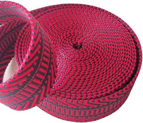 Nylon Webbing 1.5 inch Striped Webbing Polyester Webbing Heavy Duty Ribbon for Crafts Bag Handles Camera Purse Strap DIY Pet Collars Leash Backpack Belt 5 Yards 38mm (Red) in Kuwait