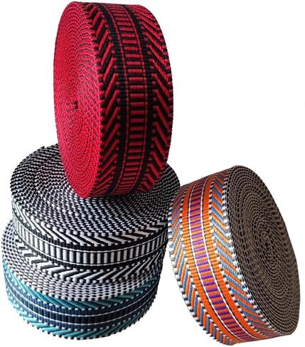 Nylon Webbing 1.5 inch Striped Webbing Polyester Webbing Heavy Duty Ribbon for Crafts Bag Handles Camera Purse Strap DIY Pet Collars Leash Backpack Belt 5 Yards 38mm (Red) in Saudi Arabia