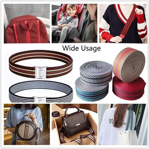 Nylon Webbing 1.5 inch Striped Webbing Polyester Webbing Heavy Duty Ribbon for Crafts Bag Handles Camera Purse Strap DIY Pet Collars Leash Backpack Belt 5 Yards 38mm (Red) in Saudi Arabia