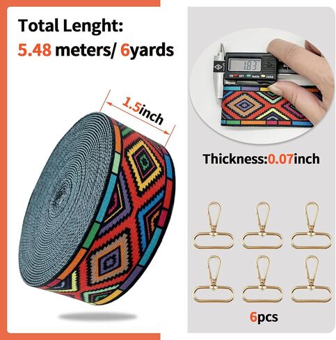 Printed Nylon Webbing 1.5inch 16 Yards Thick Seatbelt Webbing Fabric Luggage Handle Wrap Jacquard Ribbon Straps Backpack-Decorative Webbing Supplies for Clothing (Mixed) in Saudi Arabia