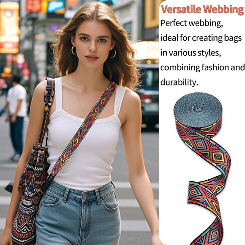 Printed Nylon Webbing 1.5inch 16 Yards Thick Seatbelt Webbing Fabric Luggage Handle Wrap Jacquard Ribbon Straps Backpack-Decorative Webbing Supplies for Clothing (Mixed) in Saudi Arabia