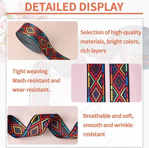 Printed Nylon Webbing 1.5inch 16 Yards Thick Seatbelt Webbing Fabric Luggage Handle Wrap Jacquard Ribbon Straps Backpack-Decorative Webbing Supplies for Clothing (Mixed) in Saudi Arabia