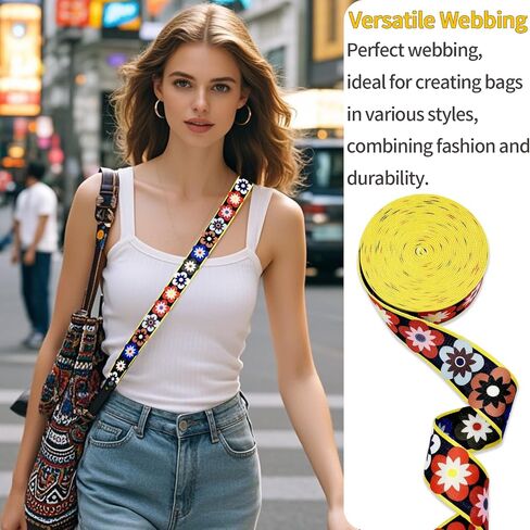 Printed Nylon Webbing 1.5inch 16 Yards Thick Seatbelt Webbing Fabric Luggage Handle Wrap Jacquard Ribbon Straps Backpack-Decorative Webbing Supplies for Clothing (Mixed) in Saudi Arabia