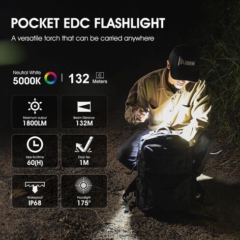 WUBEN Army Green Mini Flashlight Battery Extension Tube(Model: E7), for Outdoor/Indoor Activities Camping, Hiking, Fishing, Walking, etc. in Saudi Arabia