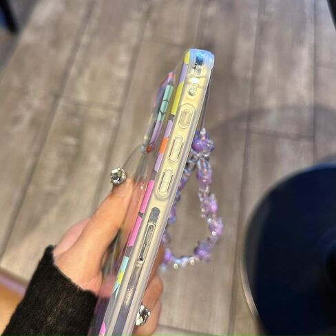 Compatible with iPhone 15 Pro Max Cases,Cute Flower Phone case with Floral Pearl Chain,Compatible MagSafe Silicone Shockproof Phone case for Women and Teenage Girls. in Saudi Arabia