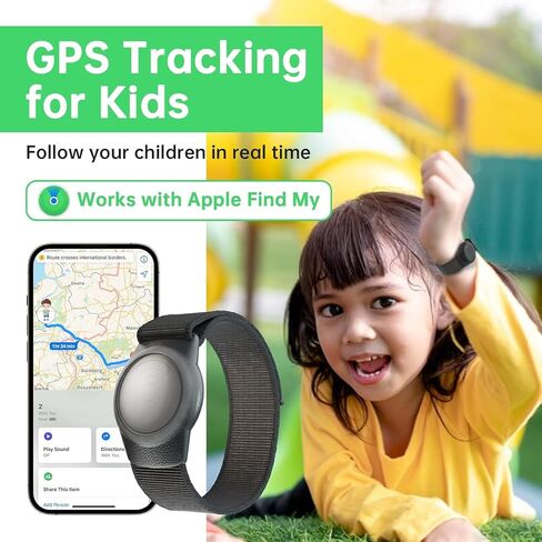 جهاز تعقب GPS للأطفال والمراهقين وذوي الاحتياجات الخاصة وكبار السن، سوار ساعة تعقب GPS صغير في الوقت الحقيقي يعمل مع تطبيق Find My (iOS فقط)، جهاز تتبع GPS مخفي لنظام iOS، مقاوم للماء، بدون رسوم شهرية (أسود) in Kuwait