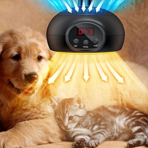 Chicken Coop Heater Lamps,200W-500W,Overheat Protection,E26/E27 Bulb Light, Reptile Heating Lamp 3-6-9-12 Hours Timer, Protable Greenhouse Heater for Outdoor Chicken Coop Indoor Rabbits Dog Cats in Saudi Arabia