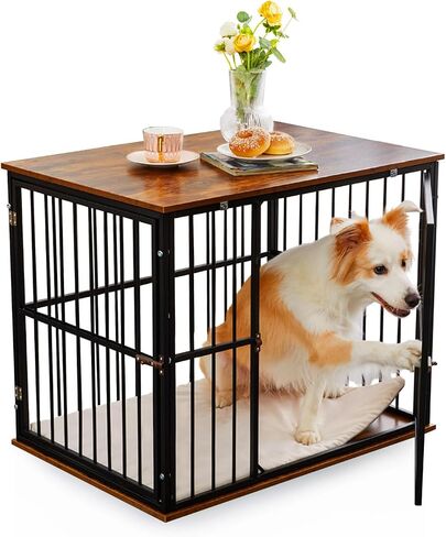 Made4Pets Dog Crate Furniture Dog Kennel Indoor Decorative Wood Dog Cage, 25"L x 18.6"W x 22.9"H, Brown in Kuwait