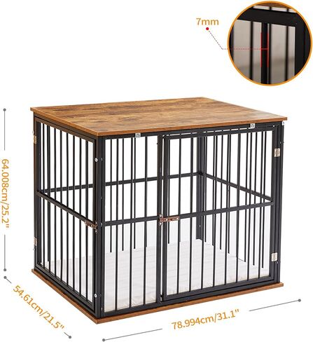 Made4Pets Dog Crate Furniture Dog Kennel Indoor Decorative Wood Dog Cage, 25"L x 18.6"W x 22.9"H, Brown in Kuwait