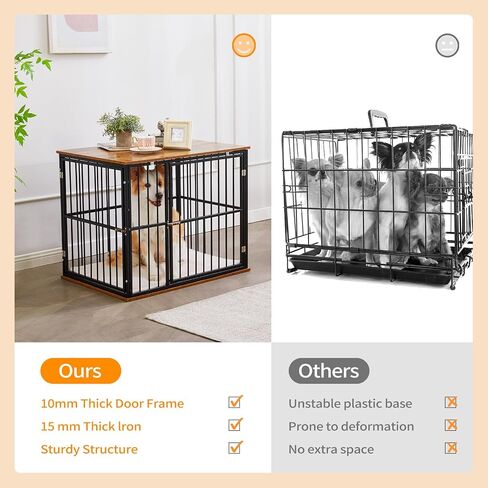 Made4Pets Dog Crate Furniture Dog Kennel Indoor Decorative Wood Dog Cage, 25"L x 18.6"W x 22.9"H, Brown in Kuwait