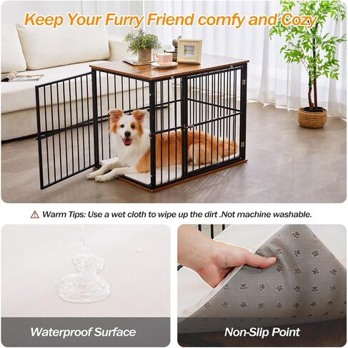 Made4Pets Dog Crate Furniture Dog Kennel Indoor Decorative Wood Dog Cage, 25"L x 18.6"W x 22.9"H, Brown in Kuwait