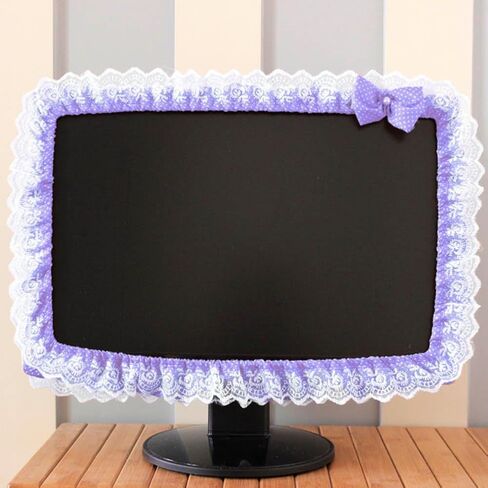 2 Pcs 23''-26'' Lovely Computer Monitor Cover with Bow-Knot Cute Elastic Monitor Dust Cover Protector Monitor Accessories Laptop TV LCD Screen Monitor Decor(Purple) in Saudi Arabia