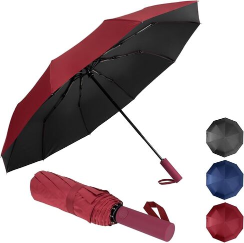 Automatic Umbrella Compact Auto Open Close Folding Umbrella Large Rain Umbrella for Travel UV Umbrella for Sun Portable Lightweight Windproof Waterproof Car Umbrella for Men Women 10 Ribs in Saudi Arabia