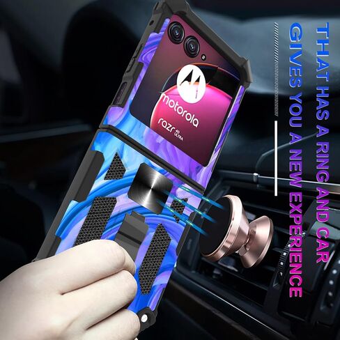 Ailiber for Moto Razr 2024 Case with Kickstand, Motorola Razr 2024 Case, for Magnetic Car Mount, Heavy Duty, Shockproof Protective Rugged Cover for Moto Razr 50-Purple Blue in Kuwait