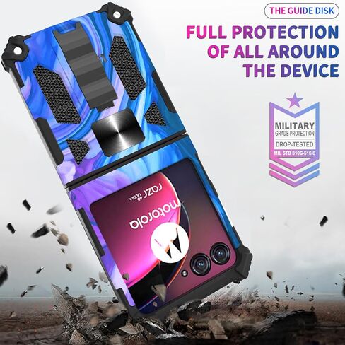 Ailiber for Moto Razr 2024 Case with Kickstand, Motorola Razr 2024 Case, for Magnetic Car Mount, Heavy Duty, Shockproof Protective Rugged Cover for Moto Razr 50-Purple Blue in Kuwait