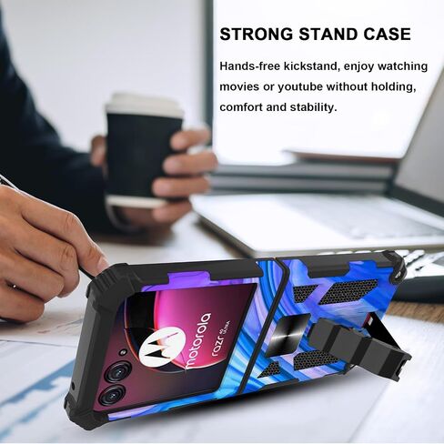 Ailiber for Moto Razr 2024 Case with Kickstand, Motorola Razr 2024 Case, for Magnetic Car Mount, Heavy Duty, Shockproof Protective Rugged Cover for Moto Razr 50-Purple Blue in Kuwait
