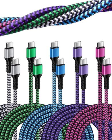 USB C to USB C Cord, 4Pack/3Ft Android Braided iPhone Charger Cable, Apple Fast Charging Power Wire for iPhone 16 Pro Max 15 Pro Plus, Galaxy S25 S24 Ultra A15 A25 A35 Google Pixel 9 Pro XL Fold 8 8a in Kuwait