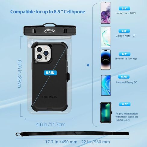 Large Universal Waterproof Case, AiRunTech Waterproof Phone Pouch Compatible with iPhone 14 Pro Max/13/12/11/XR/X/SE//8/7, Galaxy S22/S21, Note 20 Pixel/OnePlus Underwater Phone Protector Vacation in Saudi Arabia