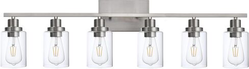 6-Light Bathroom Vanity Lights Brushed Nickel Bathroom Lighting Fixtures over Mirror with Clear Glass Shade, Modern Bathroom Wall Light Vanity Lighting Fixtures For Bathoom Bedroom Living Room in Saudi Arabia