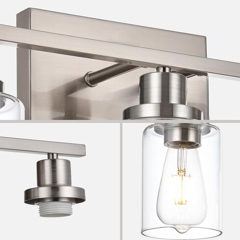 6-Light Bathroom Vanity Lights Brushed Nickel Bathroom Lighting Fixtures over Mirror with Clear Glass Shade, Modern Bathroom Wall Light Vanity Lighting Fixtures For Bathoom Bedroom Living Room in Saudi Arabia