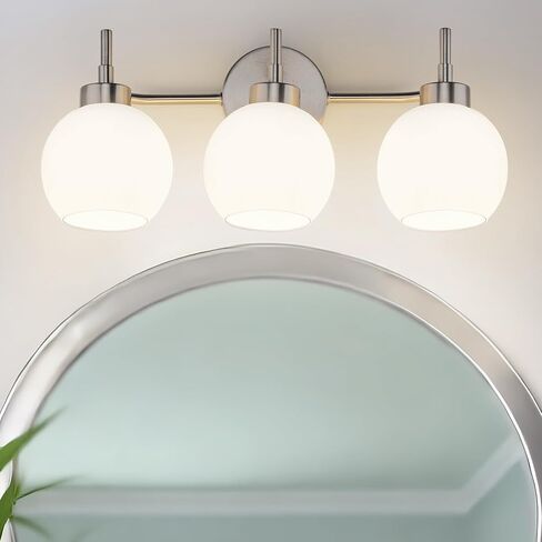 Bathroom Light Fixtures,Black Vanity Light with Milk Glass Shade, Modern 3-Lights Vanity Lights,Bathroom Vanity Light Over Mirror,HPVL01-BK-ML-3 in Saudi Arabia