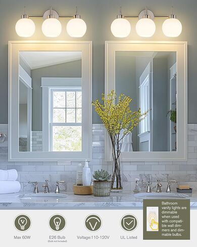 Bathroom Light Fixtures,Black Vanity Light with Milk Glass Shade, Modern 3-Lights Vanity Lights,Bathroom Vanity Light Over Mirror,HPVL01-BK-ML-3 in Saudi Arabia