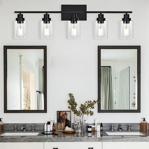 6-Light Bathroom Vanity Lights Brushed Nickel Bathroom Lighting Fixtures over Mirror with Clear Glass Shade, Modern Bathroom Wall Light Vanity Lighting Fixtures For Bathoom Bedroom Living Room in Saudi Arabia